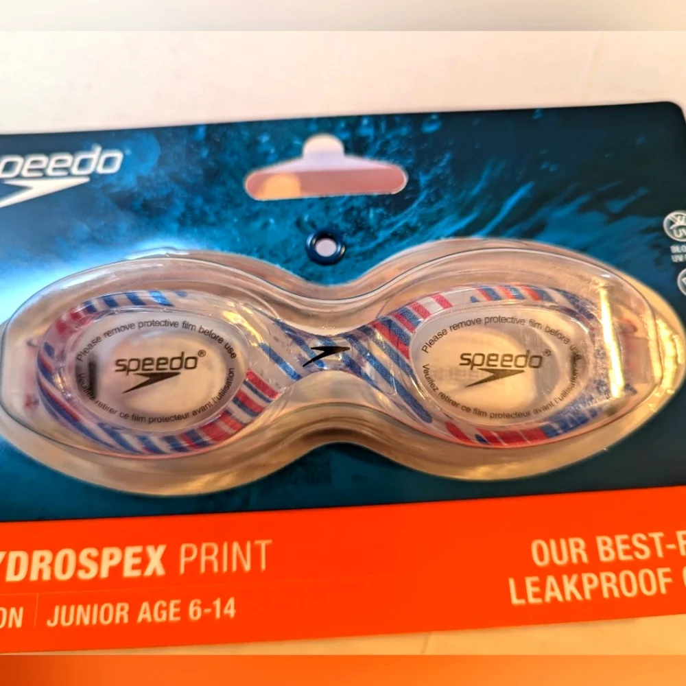 Speedo Jr Hydrospex Print Swim Goggles W/ Antifog Lenses UV Protection B…